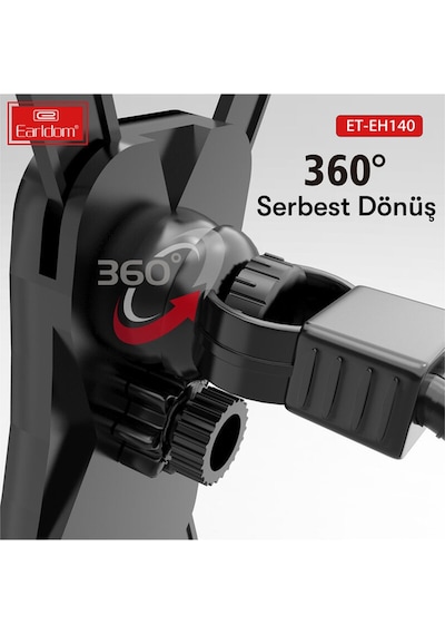 Motosiklet İçin Ayarlanabilir Telefon Tutucu Gidon Bağlantılı 360 Döner Güvenli Sabitleme Siyah