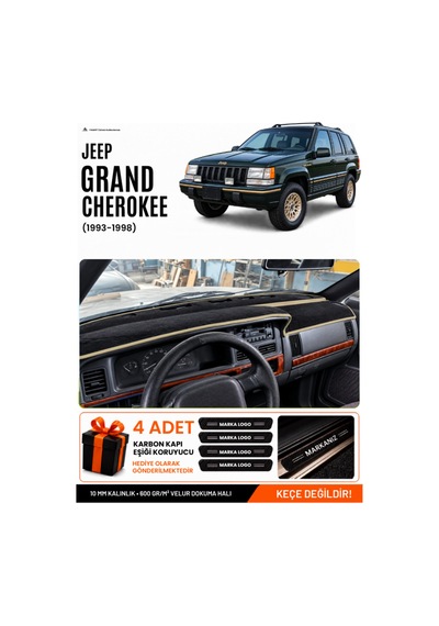 Jeep Grand Cherokee 1993-1998 Uyumlu Torpido Örtüsü, Torpido Kılıfı - Siyah-bej - Ebz-trp-0222
