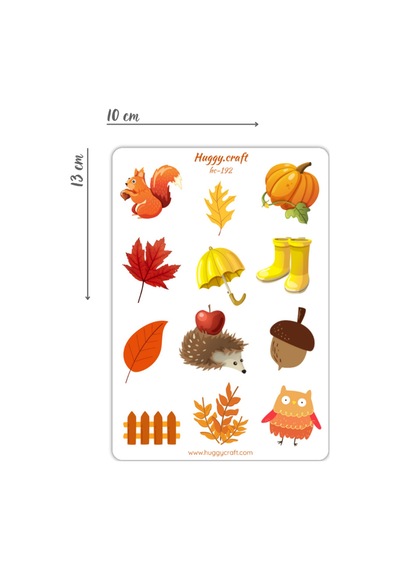 Sonbahar Temalı Turuncu/kahverengi Renkli Sincaplı Sevimli Sticker Seti - 12 Parça - Hc192 Standart