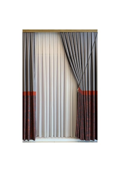Ince Çizgi Desenli Düz Pilesiz 475 X 250 Cm Tül Perde Kırık Beyaz