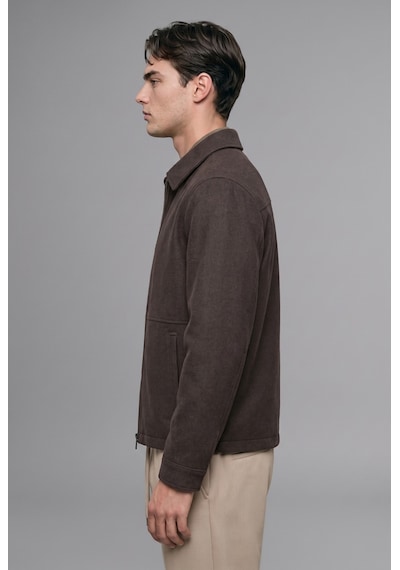 Defacto Regular Fit Gömlek Yaka Yan Cepli Fermuarlı Mont H2630ax26aubn116 Kahve-bn116