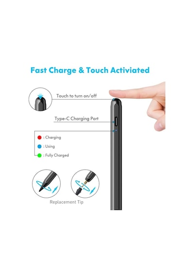 Apple Uyumlu iPad  2018-2025 Pro11m4 Air11m2-i P10/9/8/7/6 Air5/4/3 Mini6/5 Avuç Içi Reddi Aktif Stylus Kalem