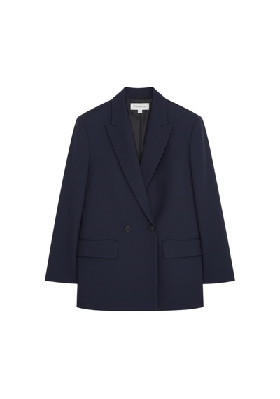 Hanezza Çift Düğmeli Blazer Ceket Plus Size Lacivert - 789093682 Lacivert