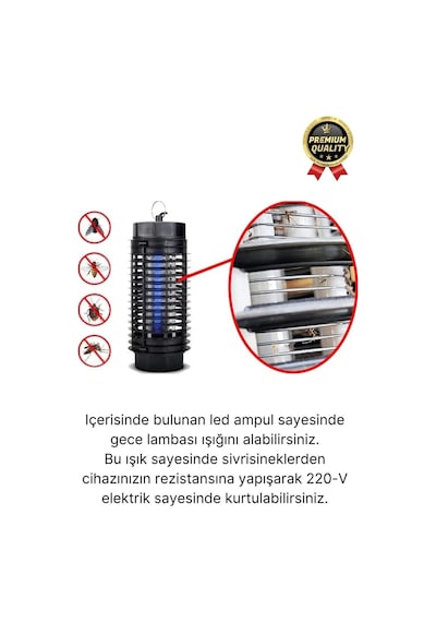 Çok Fonksiyonlu Asılabilir Sessiz Prizli Elektrikli Cız Lamba 220v Mor Işık Kara Sivrisinek Öldürücü