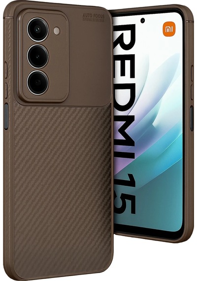 Mey İthalat Redmi 15 4g Auto Focus Karbon Kapak - Kahverengi