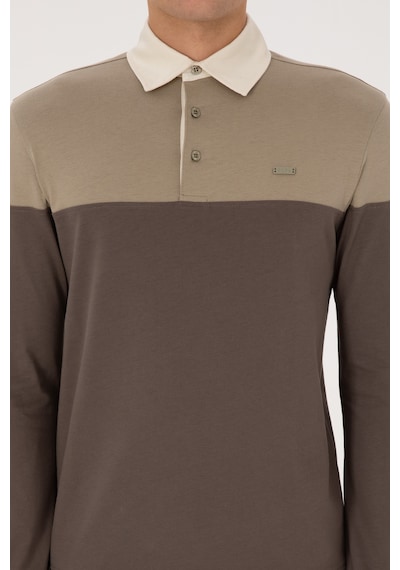 U.S. Polo Assn. Erkek Regular Fit Polo Yaka Açık Haki Sweatshirt 50316428-VR183