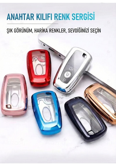 Ford Tourneo Explorer Mustang Fusion Mondeo Amarok Ranger Parlak Tpu Anahtar Kılıfı Kırmızı