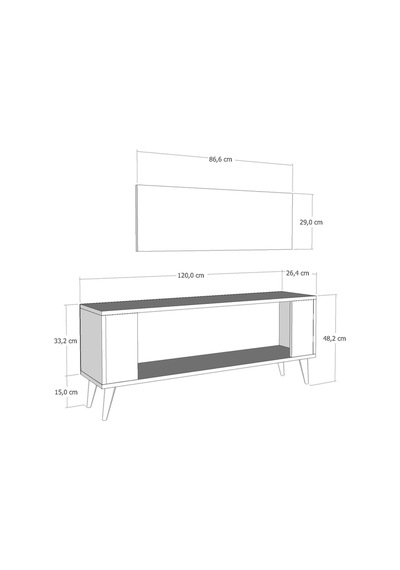 Tv1338ct Retro-128 Tv Sehpası Beyaz-siyah Beyaz-siyah