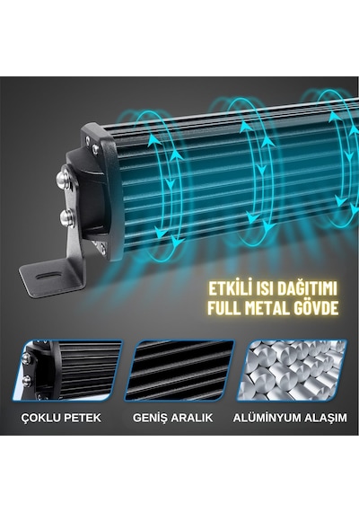 Off-road Premium Tavan Led Bar 105 Cm Beyaz Işık Projektör Drl Gündüz Led Metal Gövde 12-24v