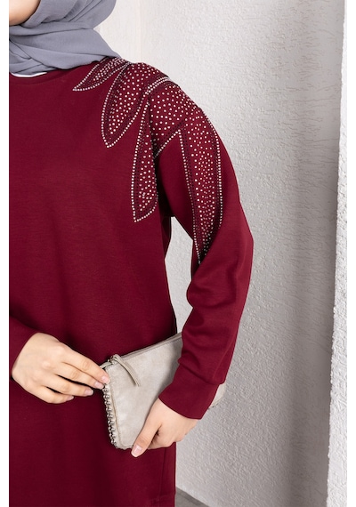 Hira Life Fashion Moda Efsa Kadın Bordo Tesettür Giyim Zarif Taş Detaylı Tunik & Pantolon İkili Takım Bordo Bordo Hira Life Fashion Moda Efsa Kadın Bordo Tesettür Giyim Zarif Taş Detaylı Tunik & Pantolon İkili Takım Bordo Bordo