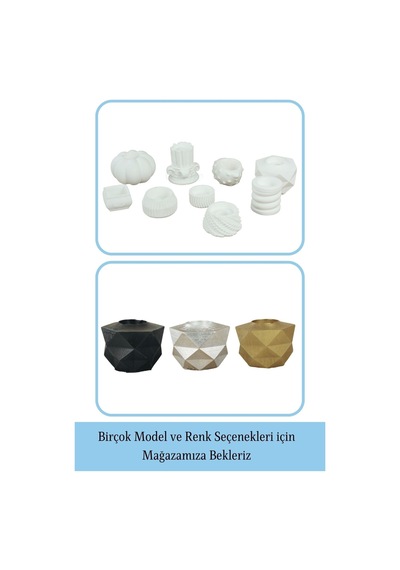 Mumluk Şamdan 3 Adet Tealight Ve İnce Mum Uyumlu Prizma Model - Beyaz