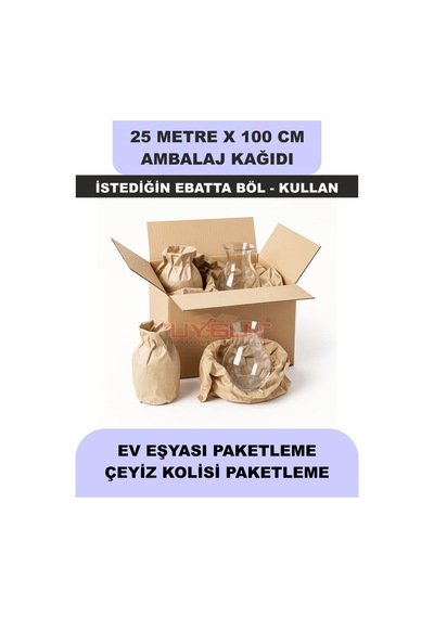 100 Cm X 25 Metre Bobin Kraft Rengi Ambalaj Kağıdı, Ev Eşyası, Çeyiz, Hediye, Ürün Paketleme 25 Adet
