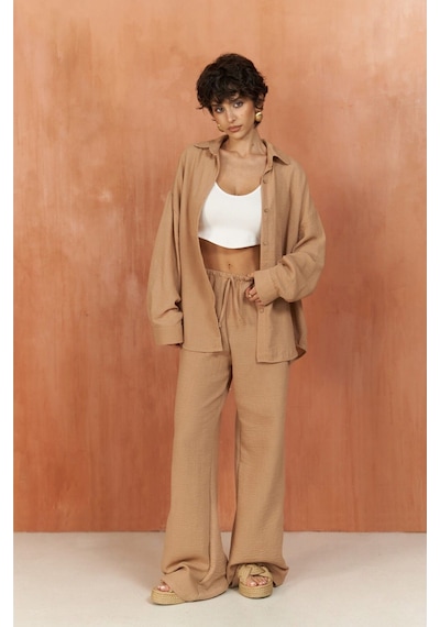 Mai Collection Mai Studios Co. Pedasa Vizon Gömlek Pantolon Takım Vizon