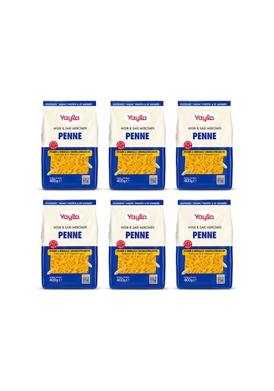 Yayla Glutensiz Mısır & Sarı Mercimek Penne Makarna 400 Gr X 6 Lı Avantaj Paketi Protein & Lif Kaynağı