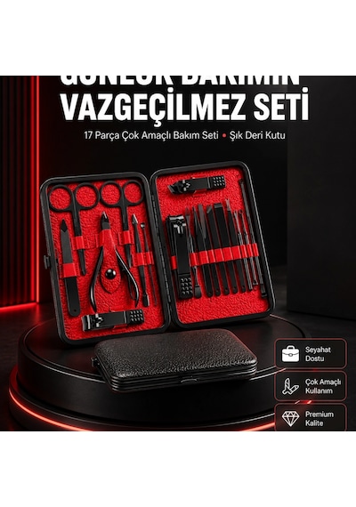 17 Parçalık Profesyonel Manikür Seti Paslanmaz Çelik Yeni Nesil