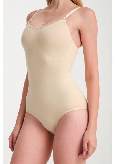 Seamless Zıbın Korse Çıtçıtlı Body 2 Beden Push Up Etkili Karın Bel Göbek Kadın Body Korse 9051 Bej