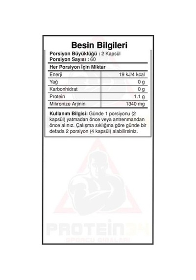 Bigjoy Sports Arginine 120 Bitkisel Kapsül Aromasız Saf Arjinin
