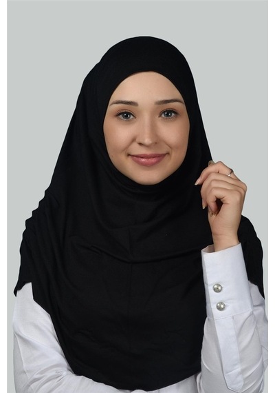 Altobeh Hazır Türban Büzgülü Pileli Pratik Eşarp Tesettür Hijab - Namaz Örtüsü - Siyah