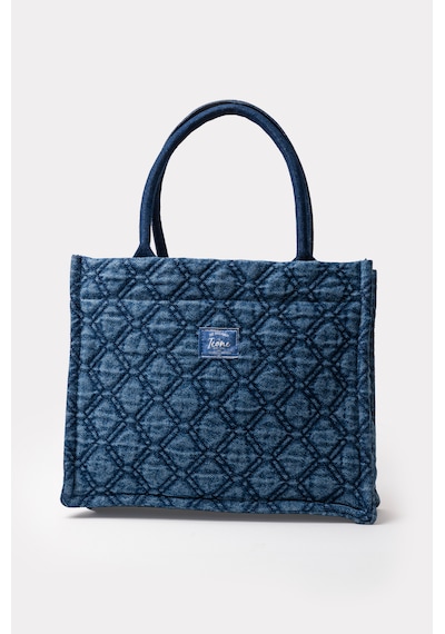 İcone Bag Kapitone Desenli Denim Kadın Çanta, Kot Kadın Çanta, El, Kol Ve Omuz Kadın Çantası Yıkamalı Kot Kot Lacivert