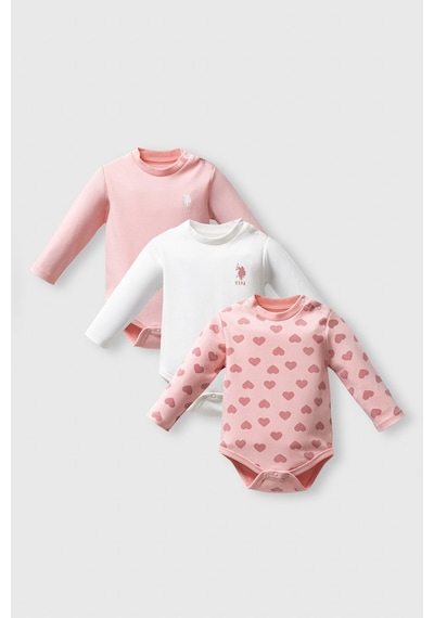 U.S. Polo Assn. U.s. Polo Assn Kız Bebek Pembe 3lü Body Set Pembe