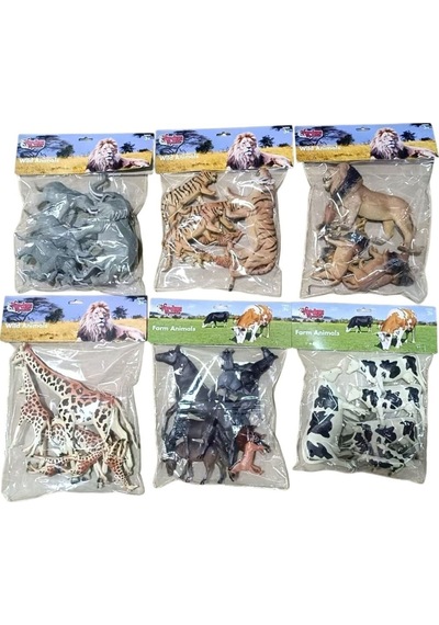 Sh-p9904-07al 6 Ast 7pcs Aslan-kaplan-zürafa-inek-fil Belirtilen