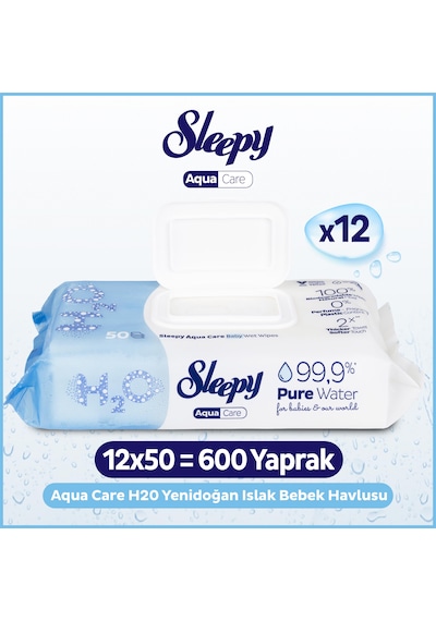 Sleepy AquaCare H2O Yenidoğan Islak Bebek Havlusu 12x50