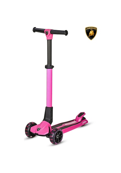 Lamborghini Lisanslı L1 Luxury Katlanabilir 3 Tekerlekli Işıklı Çocuk Scooter Pembe