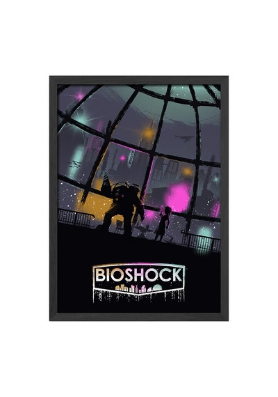 Bioshock Siyah Ahşap Çerçeveli Poster, Dekoratif Oyun Duvar Tablosu