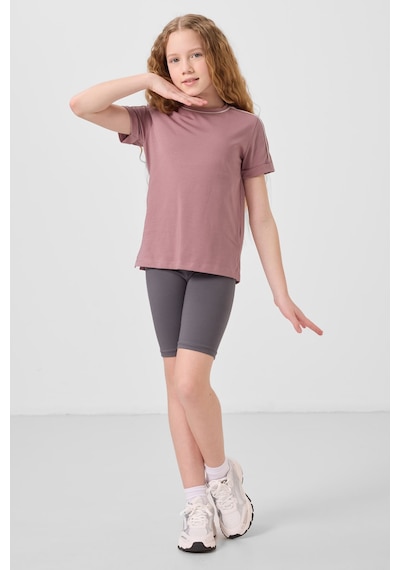 Tommylife Koyu Gri Pamuklu Kısa Paça Standart Fit Basic Kız Çocuk Tayt - 75188 Koyu Gri