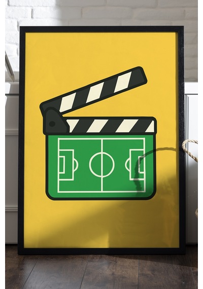 Futbol Klaket Siyah Ahşap Çerçeveli Poster, Dekoratif Spor Duvar Tablosu