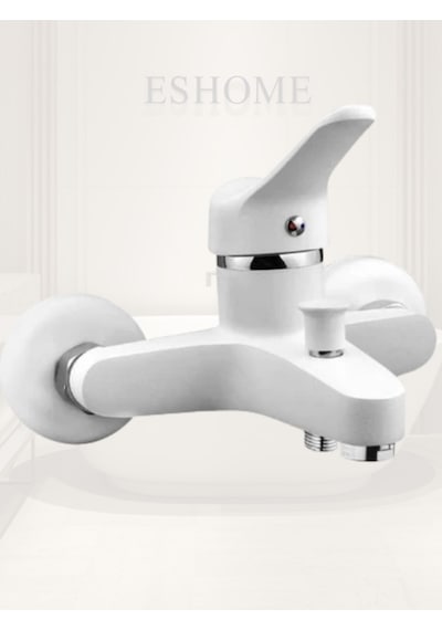 Elite Banyo Bataryası Musluğu Pirinç Gövde Sıcak Soğuk Çift Girişli Beyaz Seri Beyaz
