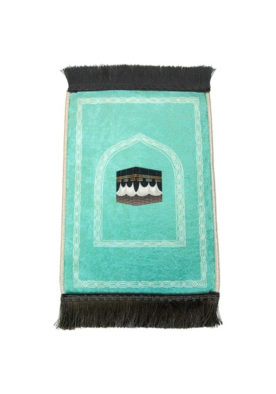 Mini Alın Seccadesi Kaymaz Taban Desenli Cep Tipi Seyahat Namaz Seccadesi - Turkuaz