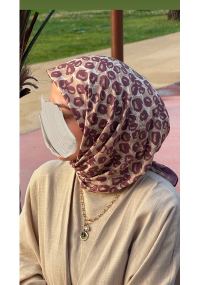 Qalortex Scarf Pamuklu Pera Desen Eşarp - Mürdüm