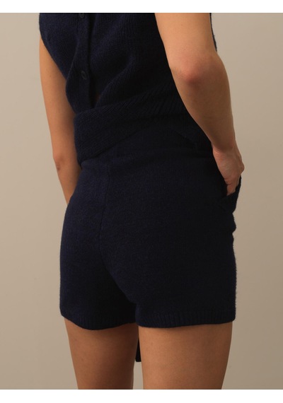 Xint Lacivert Doğal Yün Dokulu Regular Fit Şort 850944
