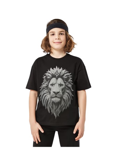 Galatasaray Lisanslı Siyah Aslan Baskılı Çocuk T-shirt 03-siyah