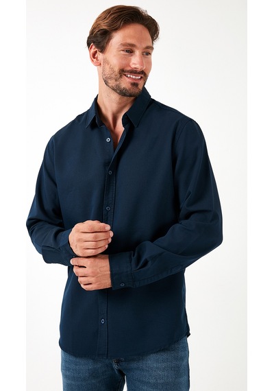 Buratti Streç Pamuklu Regular Fit Erkek Gömlek Cf25W128861 Indigo