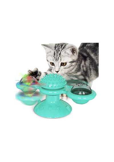 Teltree Eğlenceli Led Işıklı Dönen Kedi Oyuncağı - Kedi Naneli, Emici Tabanlı, Çiğneme Ve Egzersiz İçin