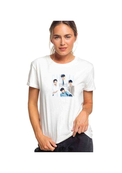 Cn Blue Puzzle Code Blue Baskılı Beyaz Kadın Tshirt