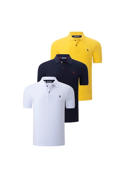 Üçlü Set T8561 Dewberry Erkek T-shırt-lacivert-beyaz-sarı