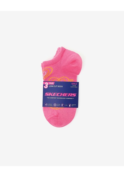 Skechers 2'li Paket Funny Feet Bilekli Çorap Büyük Kız Çocuk Pembe-mavi-gri Sk2520122-3474