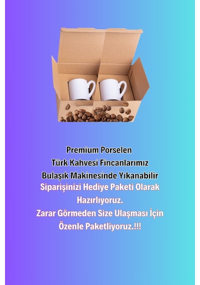 Sevgililer Günü Yukarı Bak Yaşlı Çift Baskılı 2 Li Türk Kahvesi Fincanı Hediye Seti Beyaz