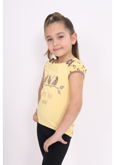 Toontoy Kids Toontoy Kız Çocuk Nakış Detaylı Tişört Sarı