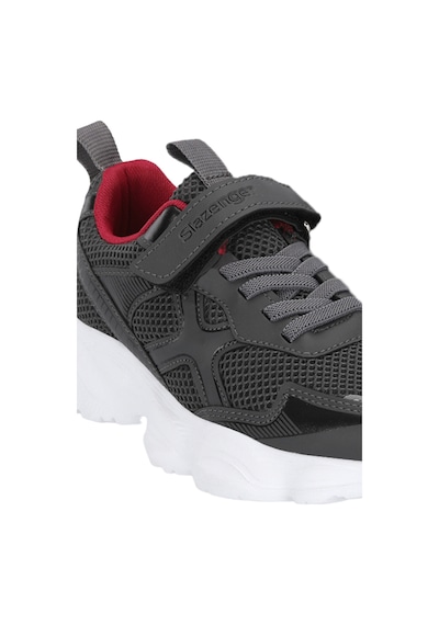 Slazenger Fast Track I Unisex Çocuk Cırt Cırtlı Koyu Gri / Kırmızı Günlük Spor Ayakkabısı