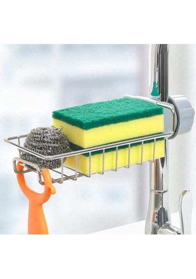 Busstier Mutfak Banyo Duş Musluk Üstü Tek Katlı Raf: Sabun Sünger Gümüş