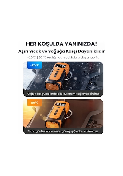 Harvox Hxac-003 10.000 Mah Akü Takviyeli Hava Kompresörü Şarjlı Digital Göstergeli Araç Lastik Şişirme 150 Psı