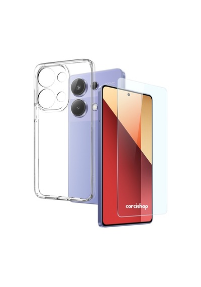 Xiaomi Redmi Note 13 Pro 4g Kılıf Yumuşak Şeffaf Silikon + Nano Ekran Koruyucu Cam Set Renksiz