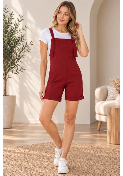 Palena Plnl6207 Şort Ön Cepli Salopet - Bordo