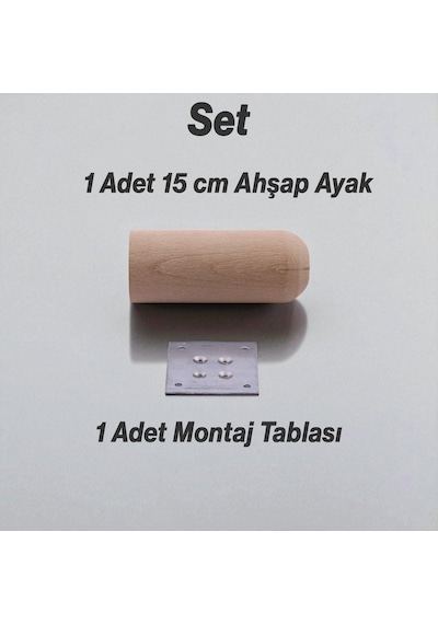 Bohem Doğal Ahşap Silindir Ayak 15 Cm Aparat Dahil Mobilya Koltuk Kanepe Sehpa Masa Ayağı Ayakları 6395751