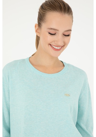 U.S. Polo Assn. Kadın Su Yeşil Bisiklet Yaka Basic Kazak 50293510-VR253