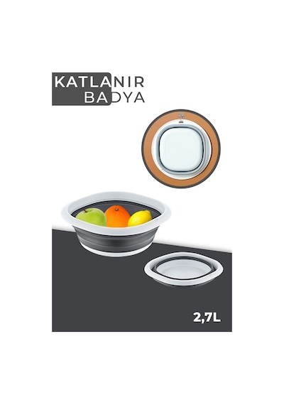 Katlanır Badya Leğen Akordiyon Katlanabilir Badya 2,7 Lt Ak-698 Diğer